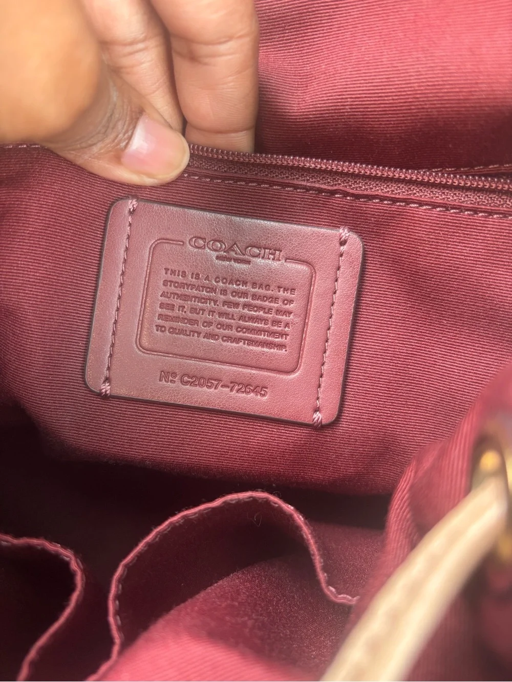 Coach Taupe Drawstring Leather Backpack